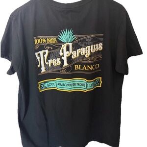 CALL YOUR MOTHER MENS BLACK GRAPHIC T- SHIRT LARGE TRES PARAGUAS BLANCO TEQUILA